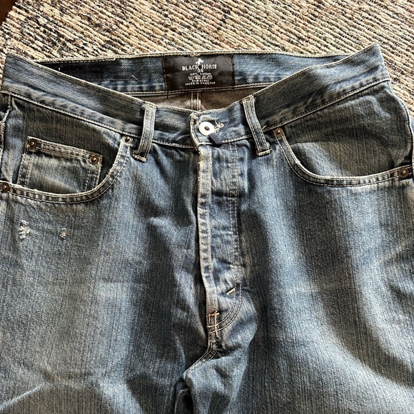 VINTAGE‎ BLACK HORSE LANE ATELIER MENS JEANS SIZE 34 SHORT BUTTON FLY STRAIGHT - Picture 4 of 6